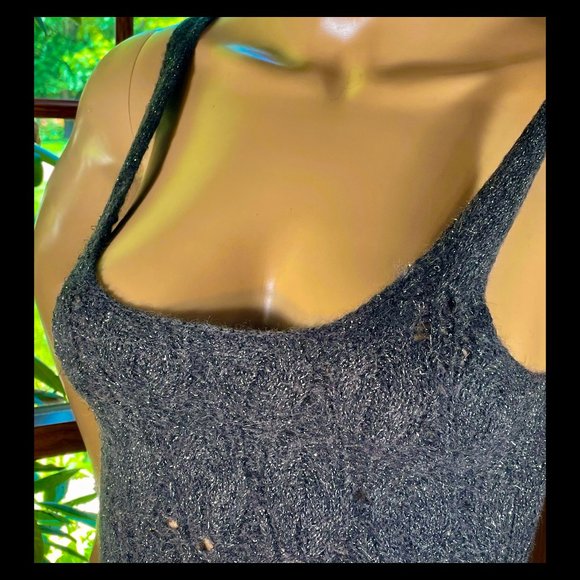 ▪️DVF▪️Gray & Metallic Silver Sweater Knit Tank - Picture 3 of 7